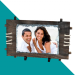 Rock photo with wooden frame mock up