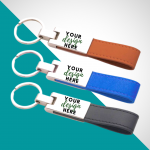 Metal keychain with leather strap cork Strap